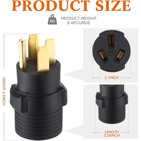 RV Surge Protector 50amp RV Circuit Analyzer 12000J + 14-50P to 10-50R Adapter - Picture 9 of 16